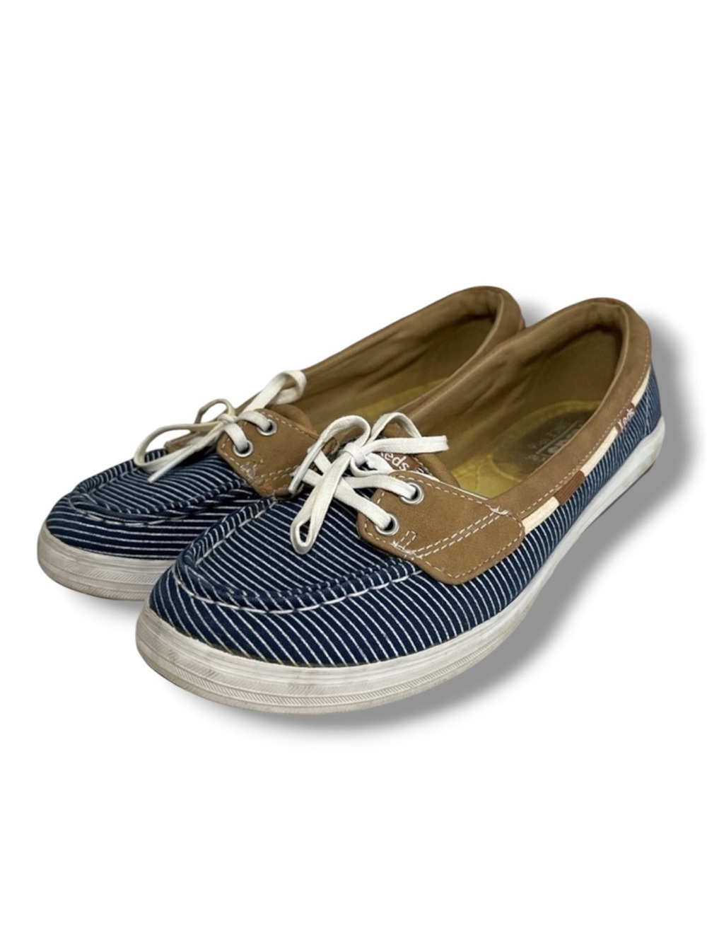 Keds Glimmer Ortholite Pinstripe Canvas Boat Shoes Loafers